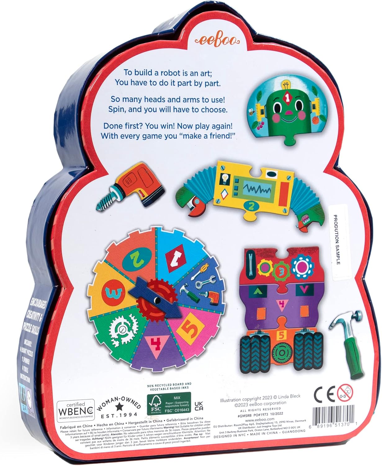 eeBoo Build a Robot Spinner Game, Matching Game, Ages 3+, 2-4 Players - Image 2