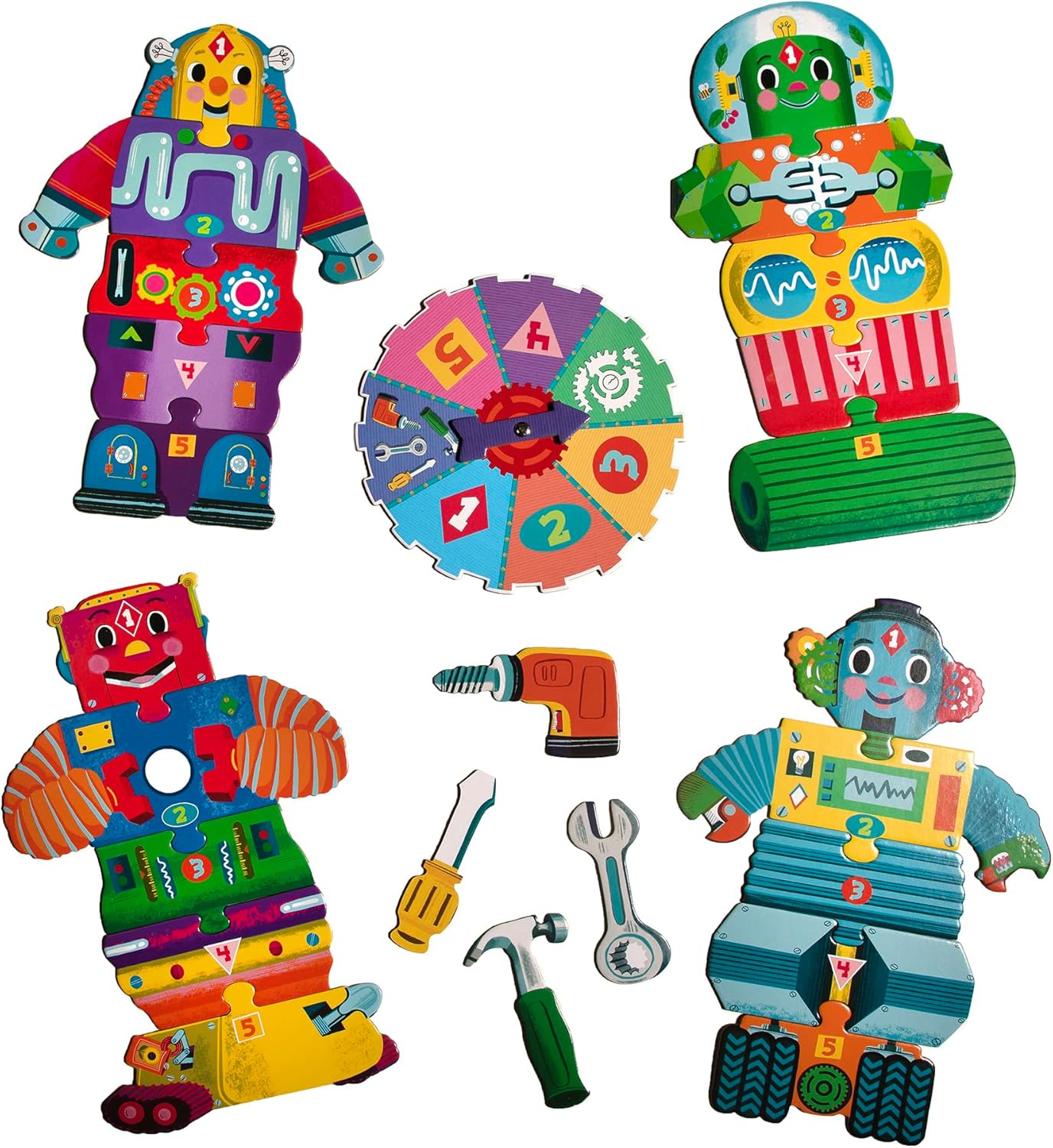 eeBoo Build a Robot Spinner Game, Matching Game, Ages 3+, 2-4 Players - Image 3