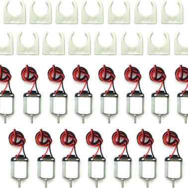 EUDAX 15 Pcs Rectangular DC Motor Mini Electric Motor 1.5-3V 24000RPM with 9.8" Lead Wires with Motor Mounting Bracket Holder for DIY Toys