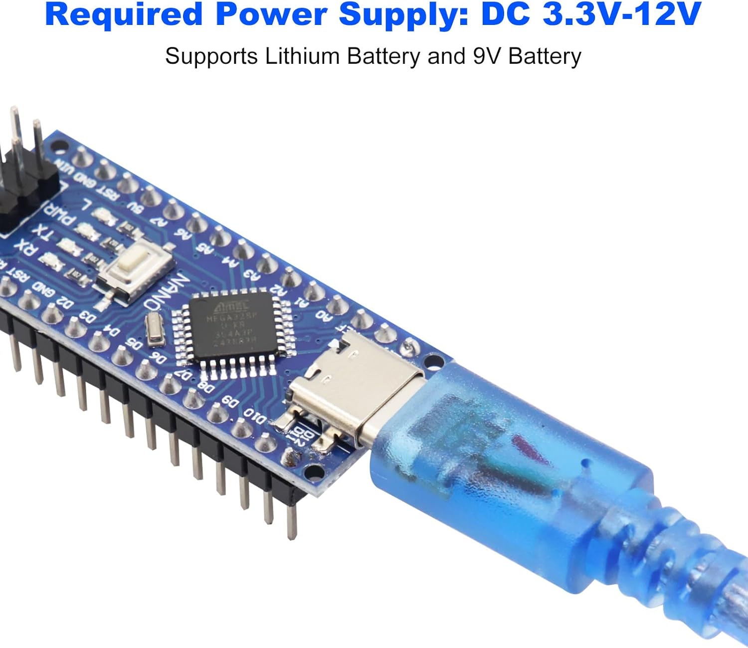 5Pcs Nano V3.0 Board ATmega328P/CH340G Chip Microcontroller Kit Compatible with Arduino IDE/PWM/SPI 5V 16M (USB C Port with 5 USB Cables) (5Pcs) - Image 3